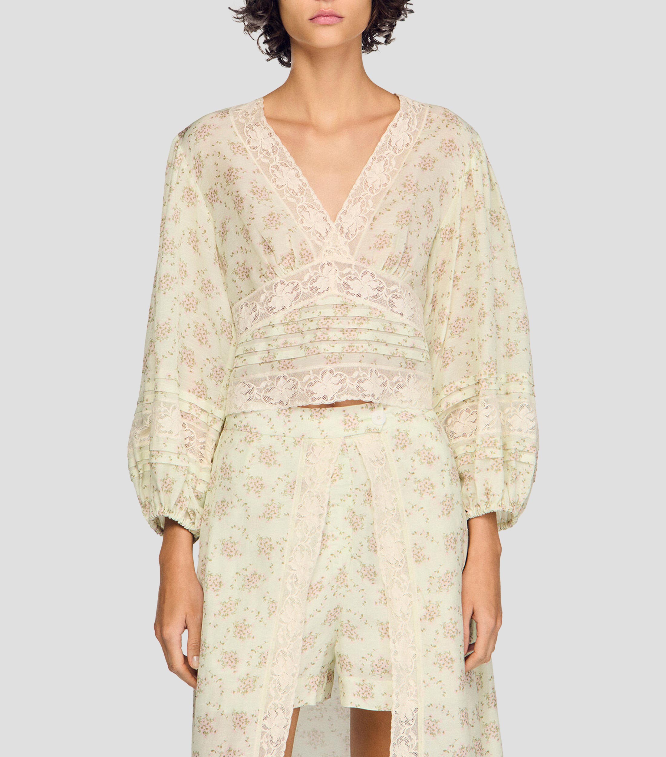 Blusa estampada manga larga Mujer